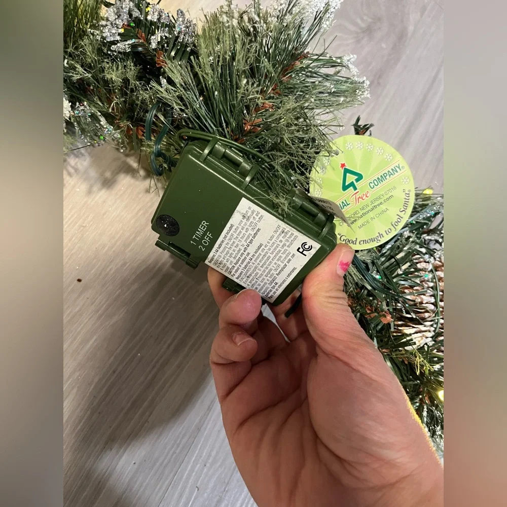 Festive Green Pine‎ Garland with Lights and Pine Cones